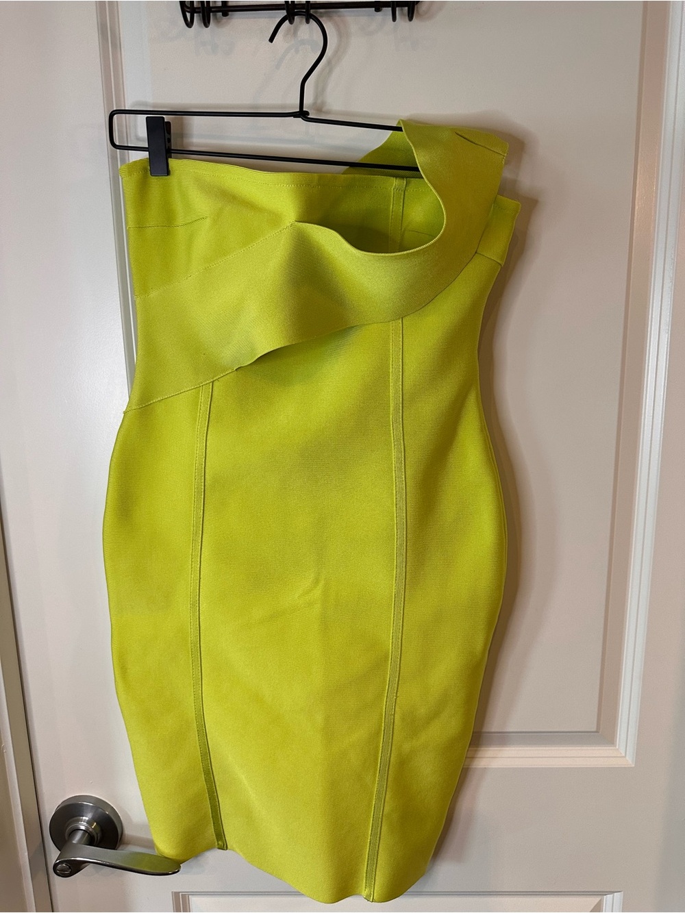 Lime Green One Shoulder Bandage Bodycon Midi Dress Size Large